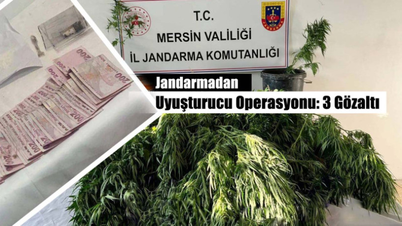 Mersin Haber/ Jandarmadan Uyuşturucu Operasyonu: 3 Gözaltı
