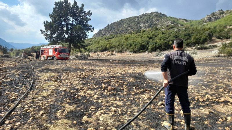 Mersin Haber/ Otluk Alanda Çıkan Yangın Ormana Sıçramadan Söndürüldü