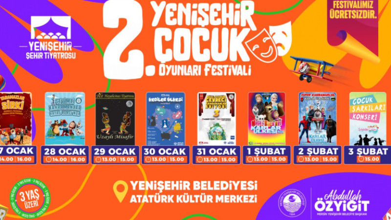 2.Yenişehir Çocuk Oyunları Festivali 27 Ocak’ta başlıyor