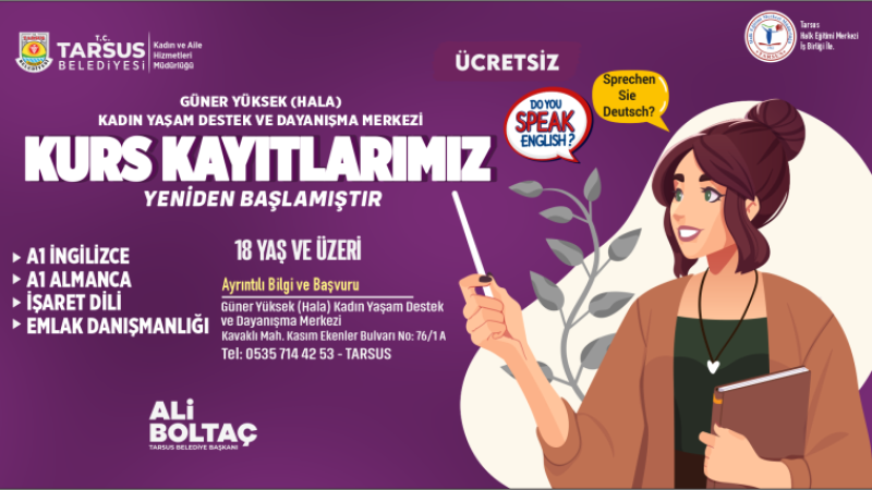 TARSUS BELEDİYESİ’NDEN ÜCRETSİZ DİL EĞİTİMİ FIRSATI