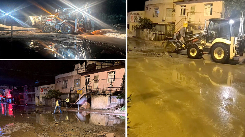 Mersin Büyükşehir Belediyesi ekiplerinden gece boyunca mesai 