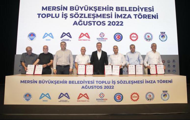 MERSİN BÜYÜKŞEHİR, BELEDİYE İŞ VE DİSK GENEL İŞ ARASINDA YAPILAN TOPLU İŞ SÖZLEŞMESİ’NİN İMZALARI ATILDI