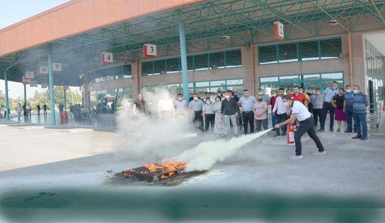 BÜYÜKŞEHİR’DEN TAŞTİ PERSONELİNE YANGIN EĞİTİMİ