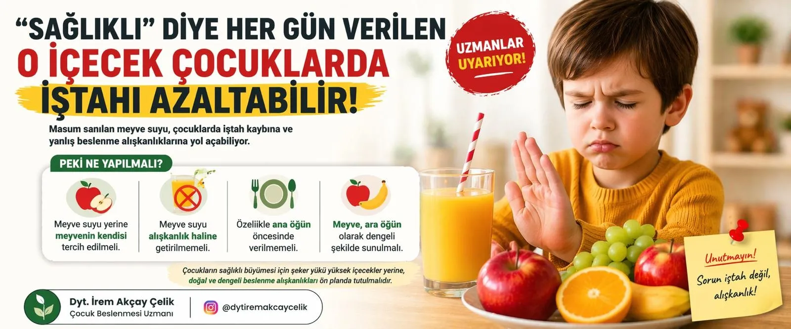 “SAĞLIKLI” DİYE VERİLEN İÇECEK ÇOCUKLARDA İŞTAHI AZALTABİLİR
