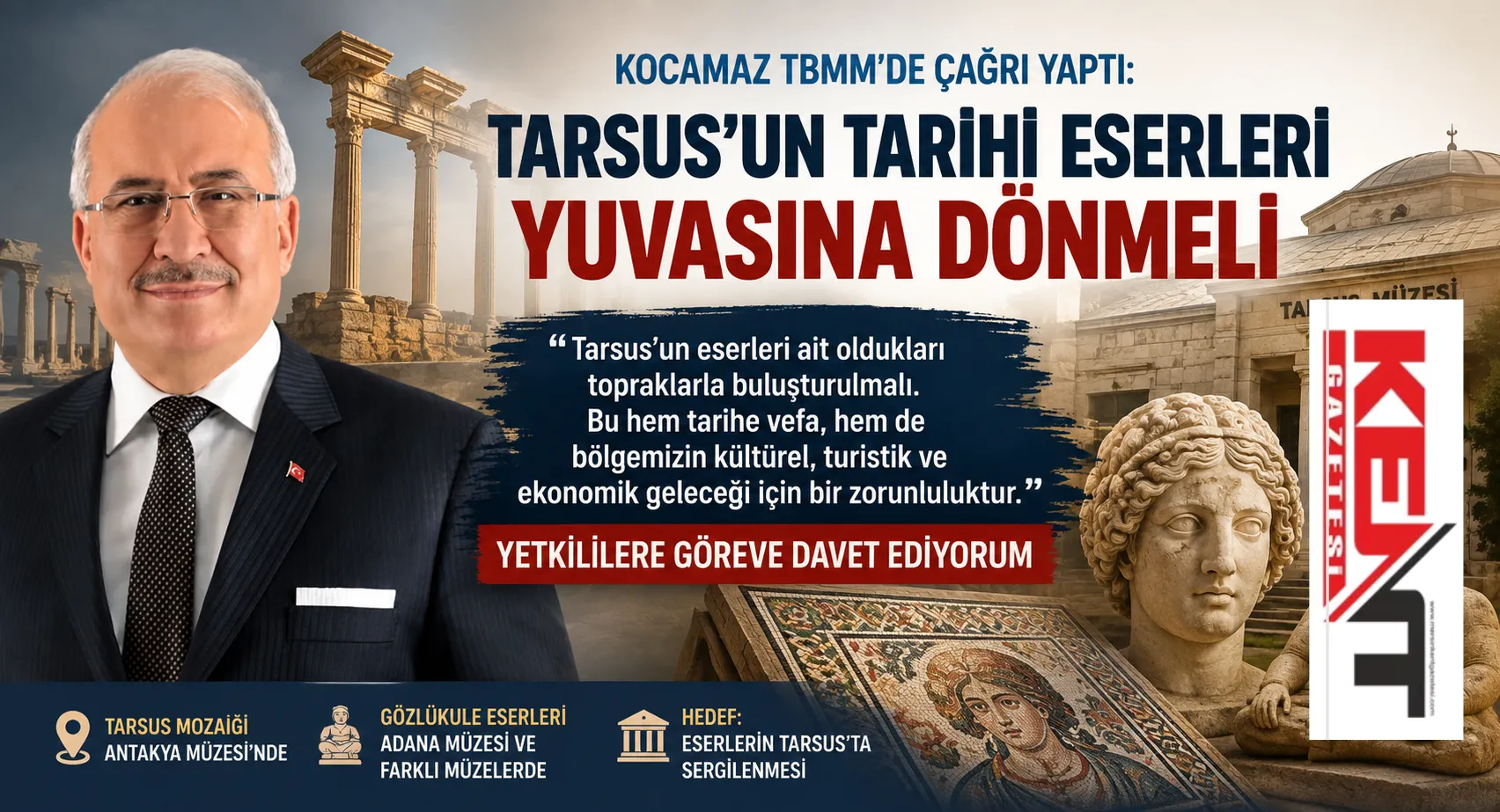 Kocamaz TBMM’de Çağrı Yaptı: “Tarsus’un Tarihi Eserleri Yuvasına Dönmeli”