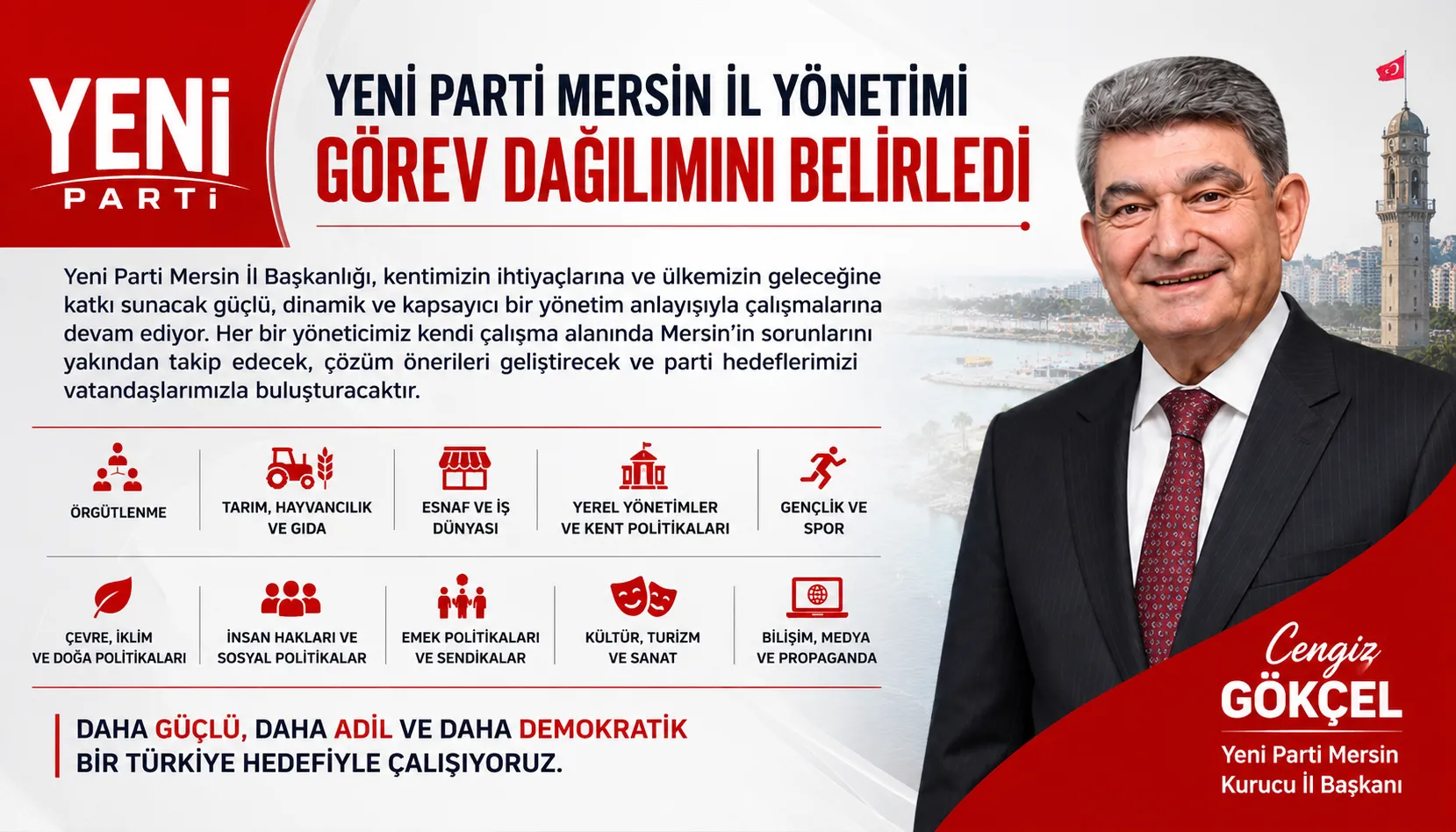 Yeni Parti Mersin İl Yönetimi Görev Bölümü yaptı