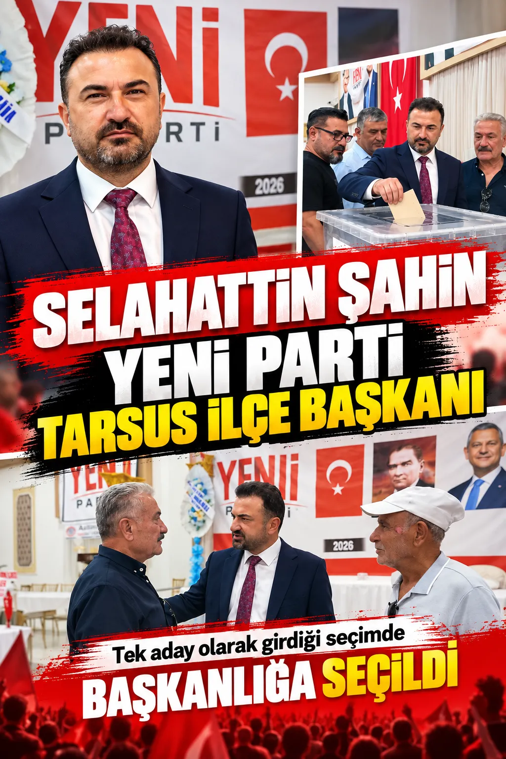 Tek Aday, Tek Liste: Selahattin Şahin Tarsus İlçe Başkanı Seçildi