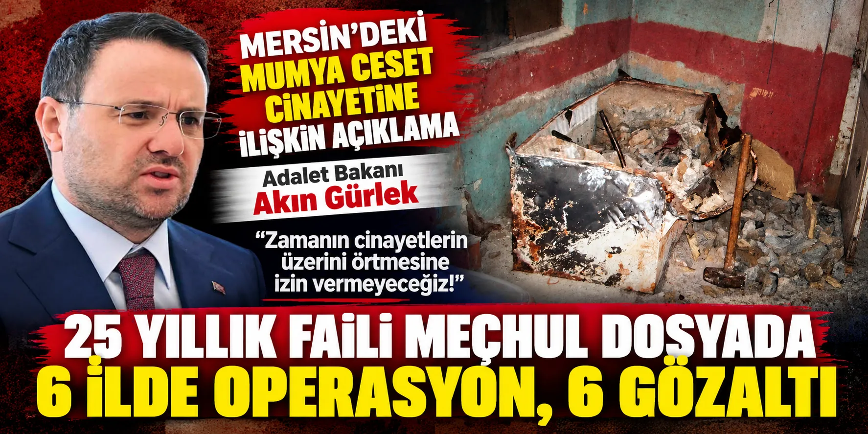 ADALET BAKANI AKIN GÜRLEK:“ZAMANIN CİNAYETLERİN ÜZERİNİ ÖRTMESİNE İZİN VERMEYECEĞİZ!”